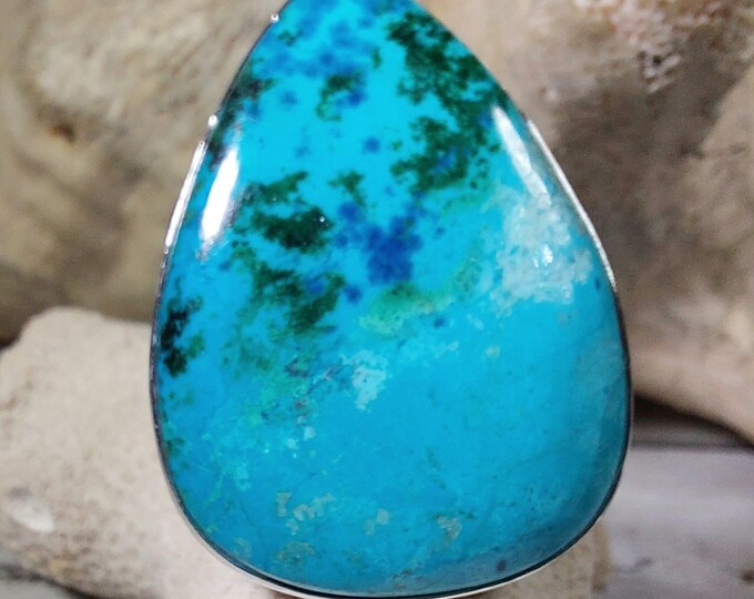 Natural Premium Grade Mesmerizing Shattuckite Handmade .925 Sterling Silver Ring Size 10 GL