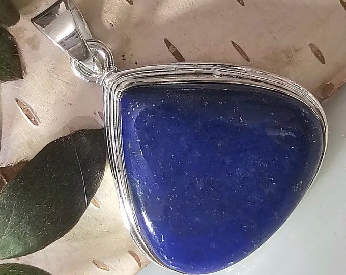 Lapis Lazuli Pendant, Lapis Lazuli Pear Sterling Silver Pendant, Handmade Lapis Pendant, Gift for Her, Statement Pendant, HF40
