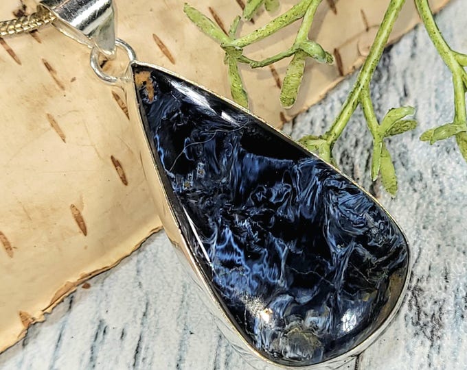 Pear Pietersite Sterling Silver Pendant: Handmade Statement Jewelry