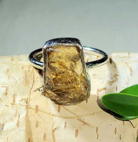 Natural Best Grade Yellow Rough Cut Citrine Handmade Sterling