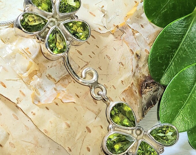 Natural High Quality Peridot  .925 Sterling Silver Pendant Measures 2" x 11/16" 6 Grams Eye-Clean K30