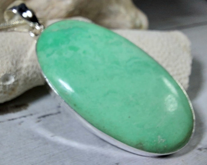 Natural Premium Variscite Pendant, .925 Sterling Silver Pendant, Statement Pendant, Boho Pendant, Quality Natural Stone, GN02