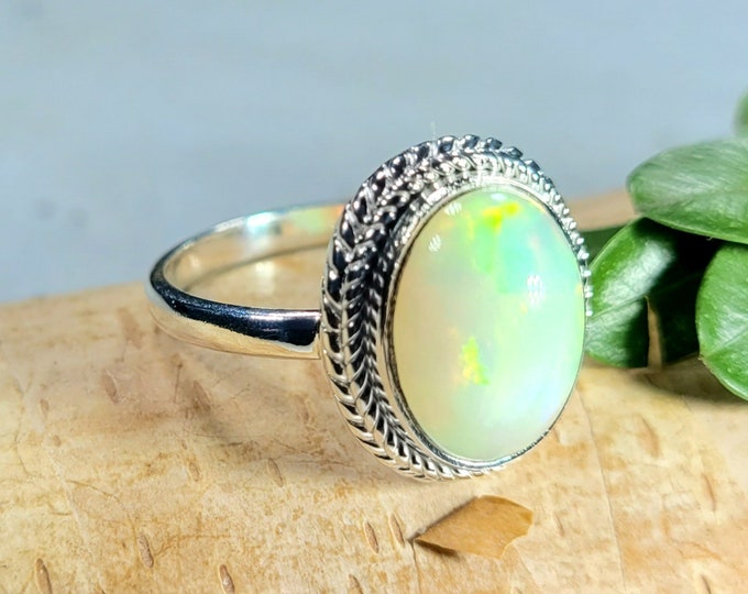 Ethiopian Opal Ring, Ethiopian Opal Sterling Silver Ring, Multi Color Opal Ring, Statement Ring, Handmade Ring, Gift for Her, DS Size 6.75