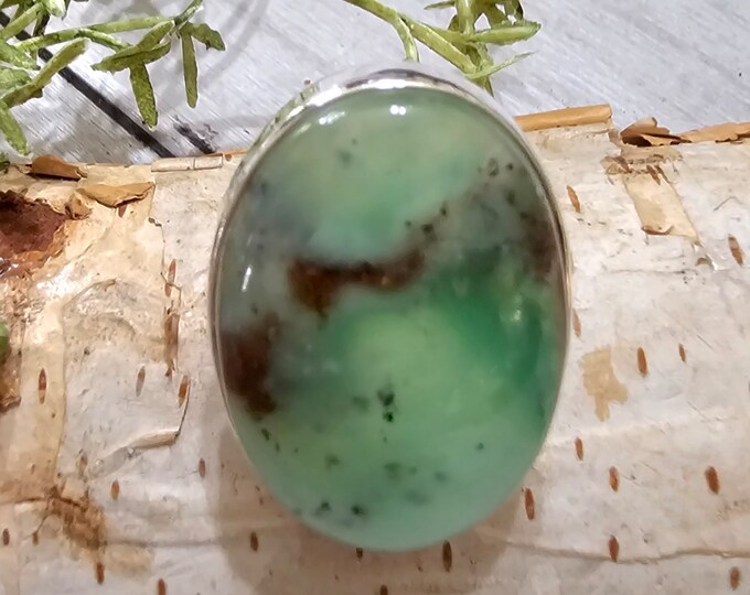 Aquaprase Ring, Aqua Chalcedony Sterling Silver Ring, Aquaprase Sterling Silver Ring, Handmade Ring Size 7.5, Gift for Her, GK