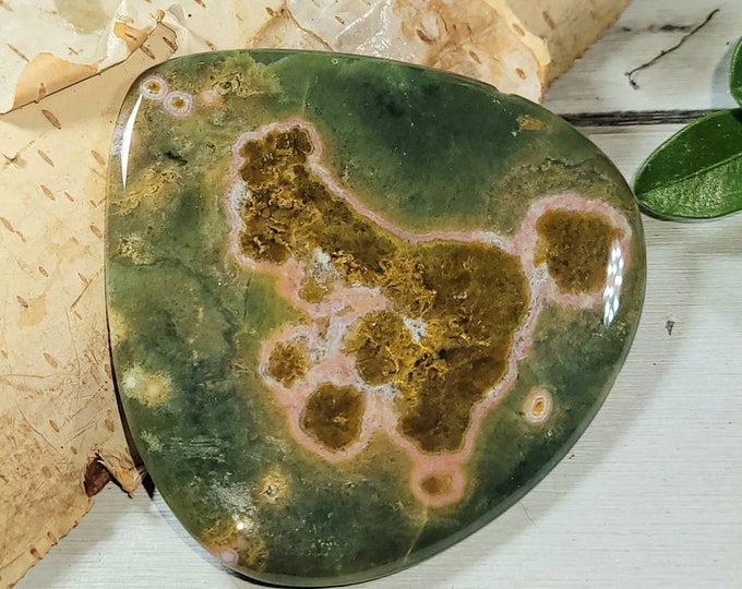 Natural Huge Quality Ocean Jasper Pear Cabochon 75ct 48mm x 48mm Wire Wrapping, Weaving or Pendant, Collector AS25