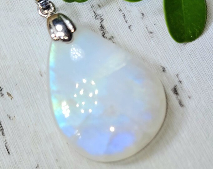 Rainbow Moonstone Pendant, Moonstone Sterling Silver Pendant, Moonstone Cabochon Pendant, Handmade Pendant, Gift for Her, DN13 Premium Grade