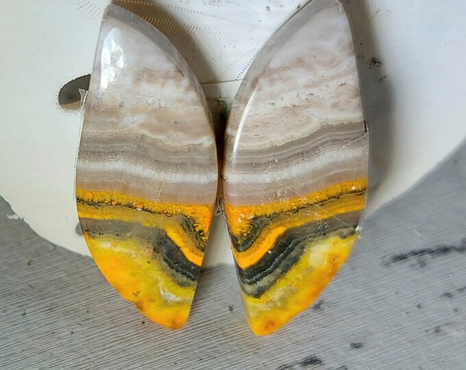 Bumblebee Jasper Set, Eclipse Jasper Cabochon, Free Form Shaped Pair Jasper Cabochon, Wire Wrapping, Weaving, Use for Pendant, GB39