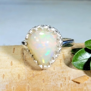 Ethiopian Opal Ring, Ethiopian Opal Sterling Silver Ring, Multi Color Opal Ring, Statement Ring, Handmade Ring, Gift for Her, DS Size 7.5