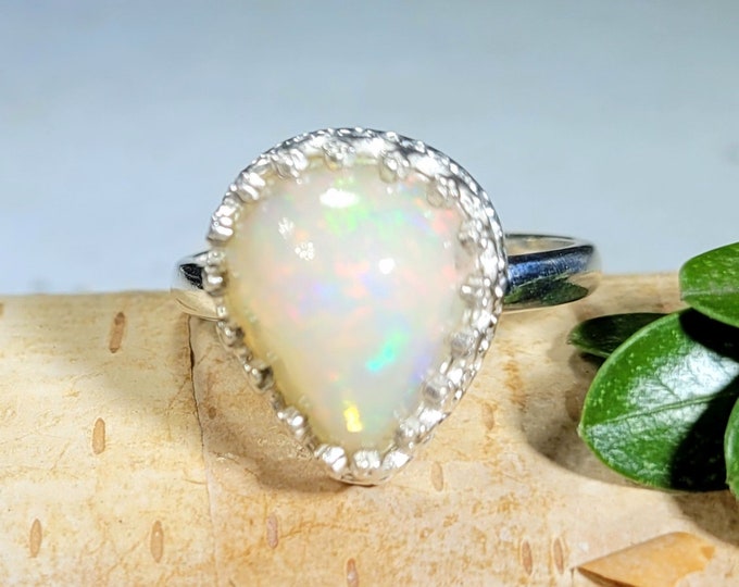 Ethiopian Opal Ring, Ethiopian Opal Sterling Silver Ring, Multi Color Opal Ring, Statement Ring, Handmade Ring, Gift for Her, DS Size 7.5
