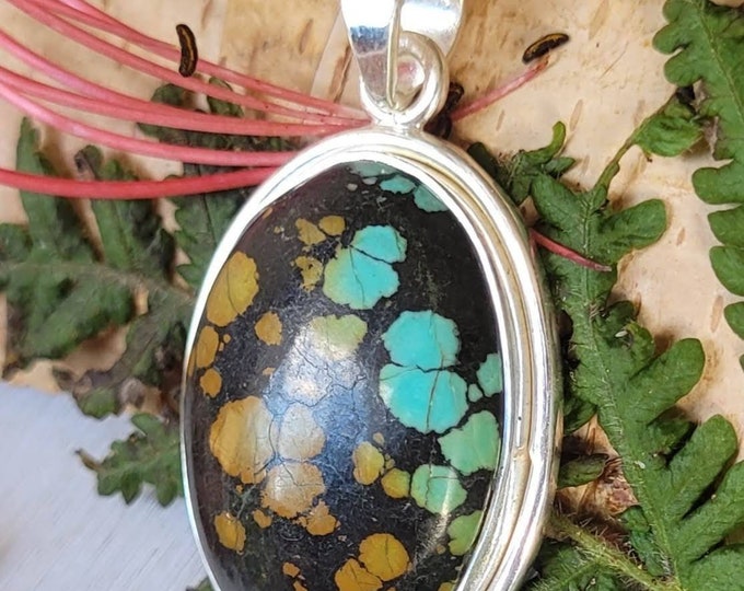 Natural AAA Premium Grade Tibet Turquoise .925 Sterling Silver Pendant Weighs 9 Grams measures 1 3/4" 7/8" CW29.