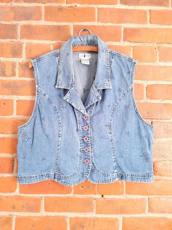 Vintage Embroidered Vest, Vintage Denim Vest