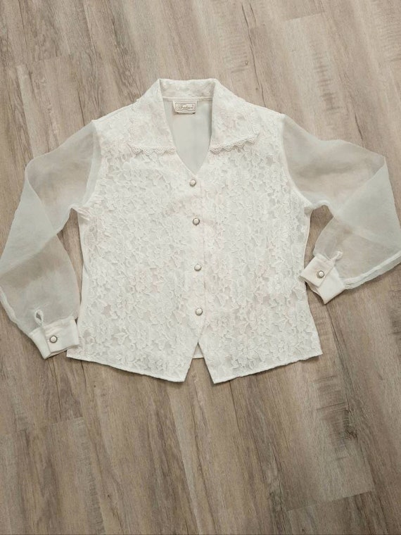 Vintage Lace Blouse, White Lace Blouse