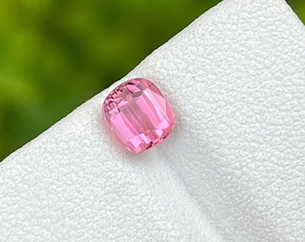 Natural pink tourmaline , cushion shape , faceted tourmaline , loose gemstone for jewelry design. 1.20 cts