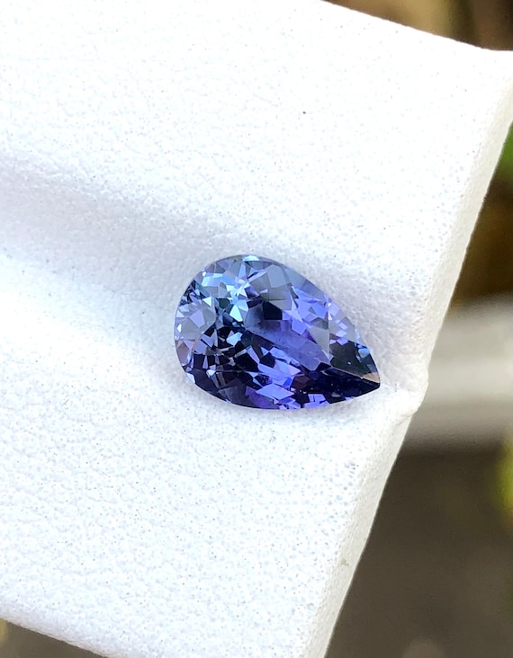 Natural tanzanite 10 x 7 mm pear shape | unheated mermaid tanzanite | 2.31 carats .