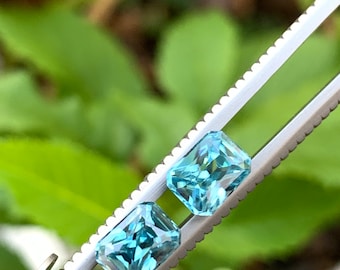 Natuurlijk blauw zirkoon bijpassend paar in stralend geslepen, gefacetteerde halfedelsteen zirkoon uit Cambodja 3,54 kt