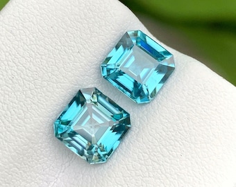 Par de óvalos de circonitas azules naturales perfectamente cortados de Camboya, piedra semipreciosa para joyería, 5,48 cts