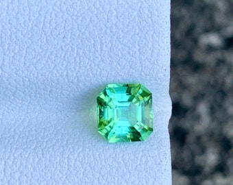 Natural mint green tourmaline octagon shape asscher cut , semiprecious gemstone for jewelry , 1.12 cts
