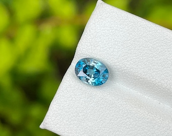 Natural blue zircon 8x6 mm oval shape from cambodia , loose gemstone , faceted zircon for jewelry 2.07 cts