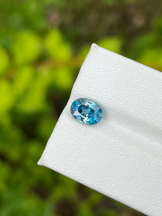 Natural blue zircon 8x6 mm oval shape from cambodia , loose gemstone , faceted zircon for jewelry 2.07 cts