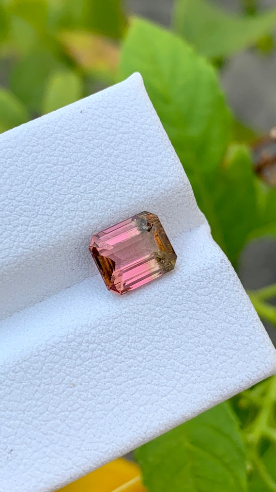 Natural bi color tourmaline , faceted tourmaline from Africa for jewelry , 1.76 carats