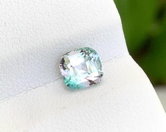 Natural tourmaline rare bi color in cushion shape from Afghanistan. Loose gemstone for jewelry and ring 1.22 cts .