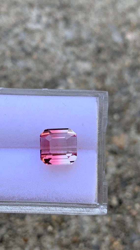 Natural bi colour tourmaline , square octagon , faceted tourmaline , 1.81 cts