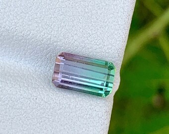 Natural bi color tourmaline in octagon shape , faceted watermelon tourmaline 1.95 carats