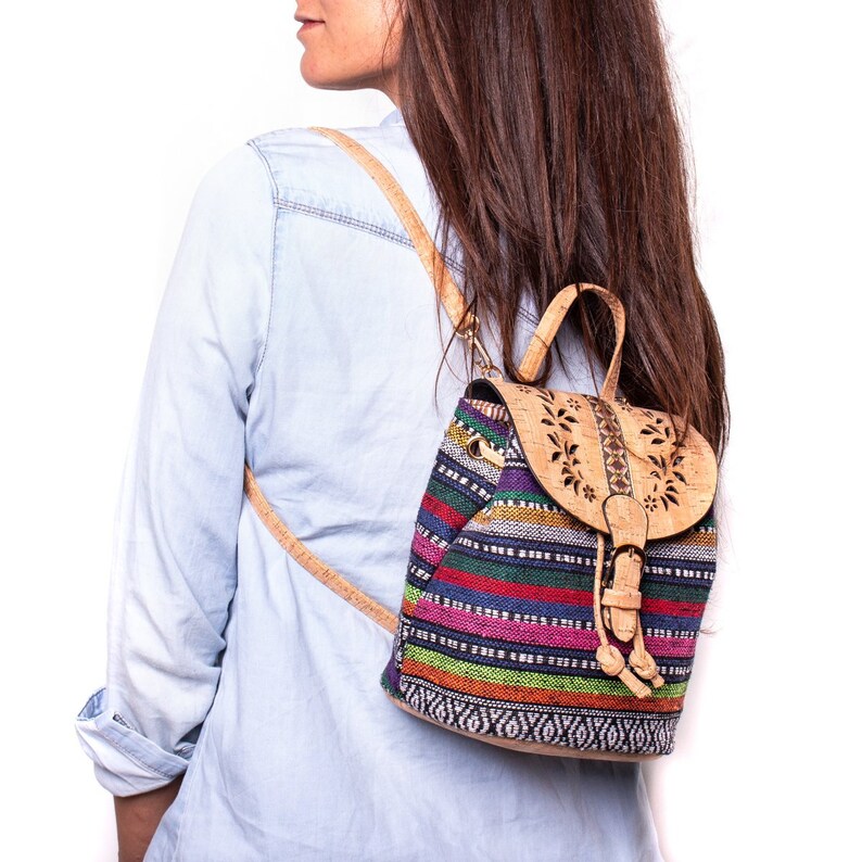 Cork Laser Cutting Cork Textile Women Backpack Women Bag Etsy