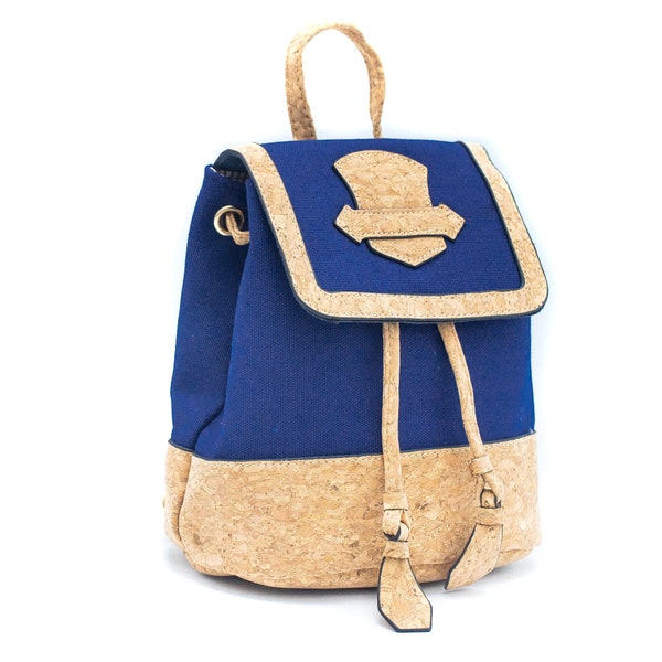 Liège naturel / Sac à dos Chic en liège et coton Navy - Sac femme