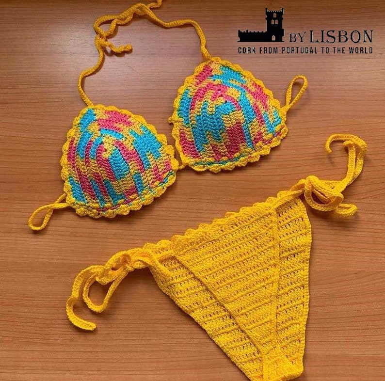 Crochet multicolored Bikini. Knitted Bikini. Boho Style | Etsy