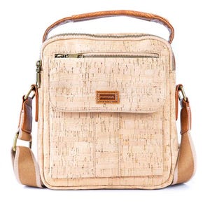 Bolso bandolera de corcho estampado étnico - Bolso de corcho natural / Bolso de mensajero vegano / Bolso ecológico
