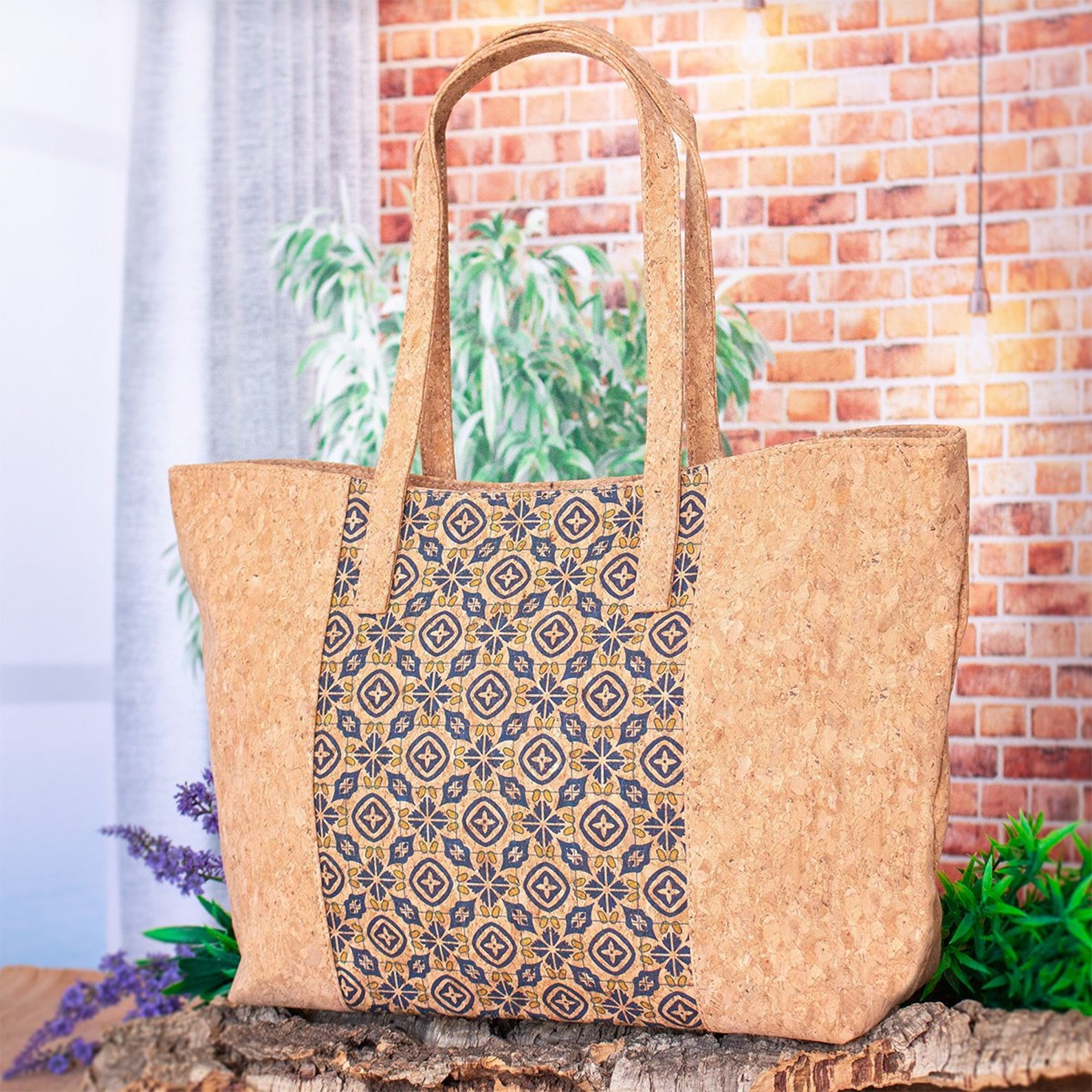 Vegan Cork Fabric Bag Natural Cork Handbag Made With Cork Etsy