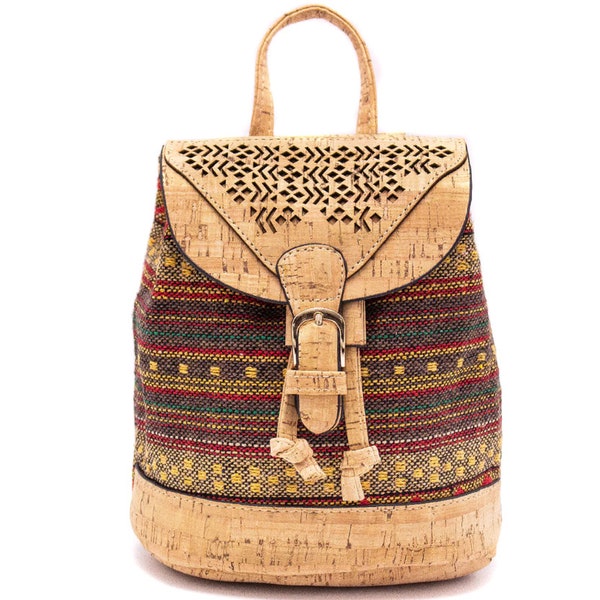 Mochila de mujer de textil de corcho con corte láser de corcho - bolso de mujer