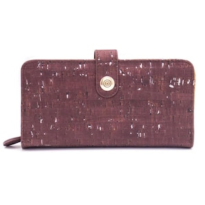 100% Corcho Natural - Monedero con Cremallera para Mujer - Monedero para Mujer - Monedero para Tarjetas de Corcho para Mujer con Cierre Imán Naranja con Plata