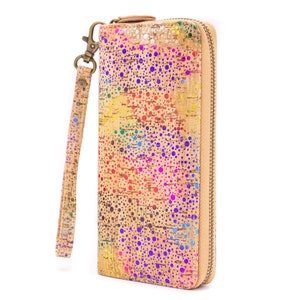 Todo el corcho Glitz Polka Vegan Zipper Wallet / billetera de mujer