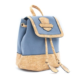 Mochila de corcho y algodón Azure Chic - Bolso de mujer