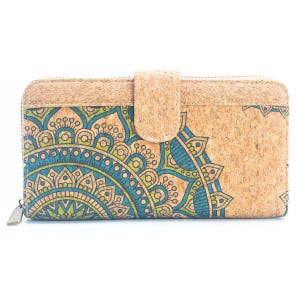 Cartera de corcho natural con diseño de mandala/Corcho/Vegano/Cartera/Cartera de corcho