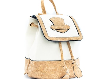 Chic Cork and Cotton Backpack / Backpack cork lady bag / Cork Crossbody  women bag - Women bag