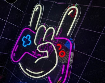 Rock On Game Room LED Neon Sign Light for Bedroom, Home Decor, Gaming Neon Sign, Personalized Gift
