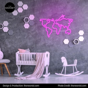 World Map LED Neon Sign Wall Decor para la decoración de la tienda, la pared de la sala de estar, la pared del cuarto de niños