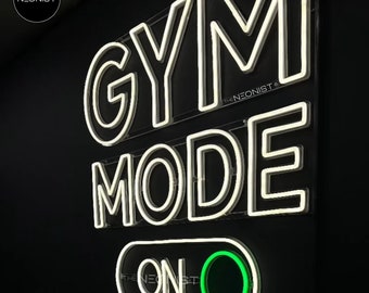GYM MODE ON Neon Sign // Gym Neon Sign // Gym Studio Sign // Fitness Light Sign // wall art decor