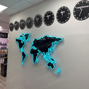 Weltkarte LED Neon Schild Wanddekor für Ladendekor, Wohnzimmerwand, Kinderzimmerwand