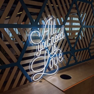 All you need is love - Calligraphy design  Wedding wall art decor Quote LED Neon Sign backdrop photo booth greenery