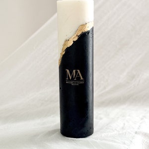 Custom BLACK & WHITE Unity Candle 11” Black and White Wedding Ceremony Candle Black Home Decor Black Modern Ceremony Candle Black Cement