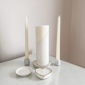 Minimalist Cement Unity Candle Set: Modern Wedding Ceremony Decor