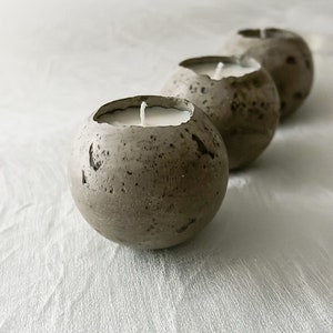 Sphere tea light candle Modern minimalistic Sphere Candle Cement sphere Candle Sustainable Candle minimalistic style concrete home decor