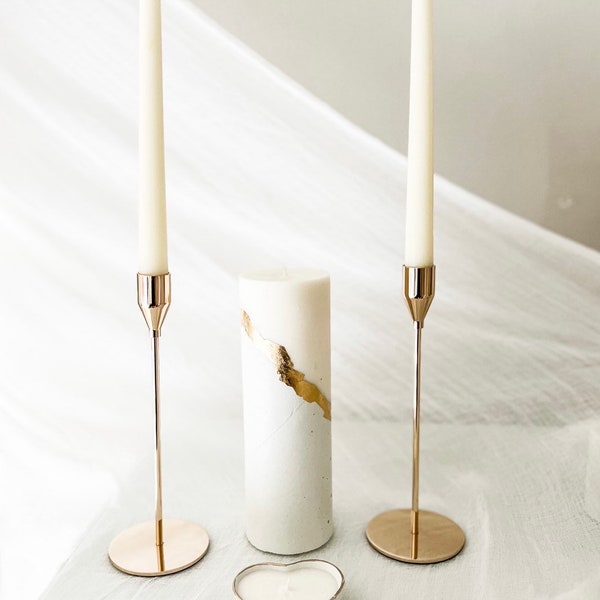 Minimilistic Unity Candle Set, 8” / 6 piece set. Wedding Candle, Modern Unity Candle, Contemporary Unity Candle, Simple Elegant Candle