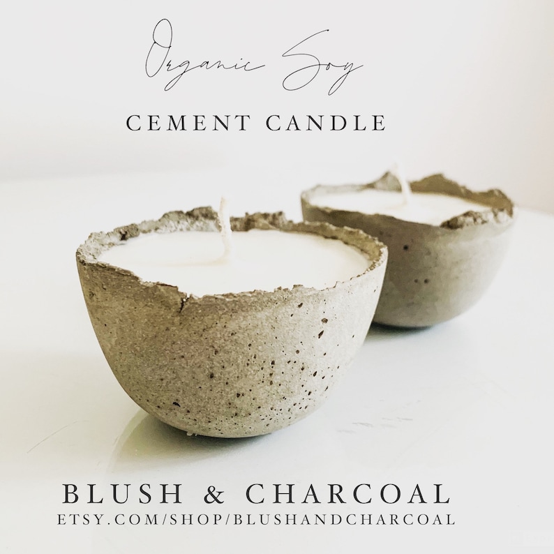 Small cement / concrete Bowl Candle / Home Decor / Etsy