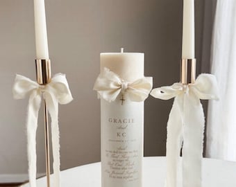Bible Verse Unity Candle Set: Modern Soy Wedding Ceremony candle