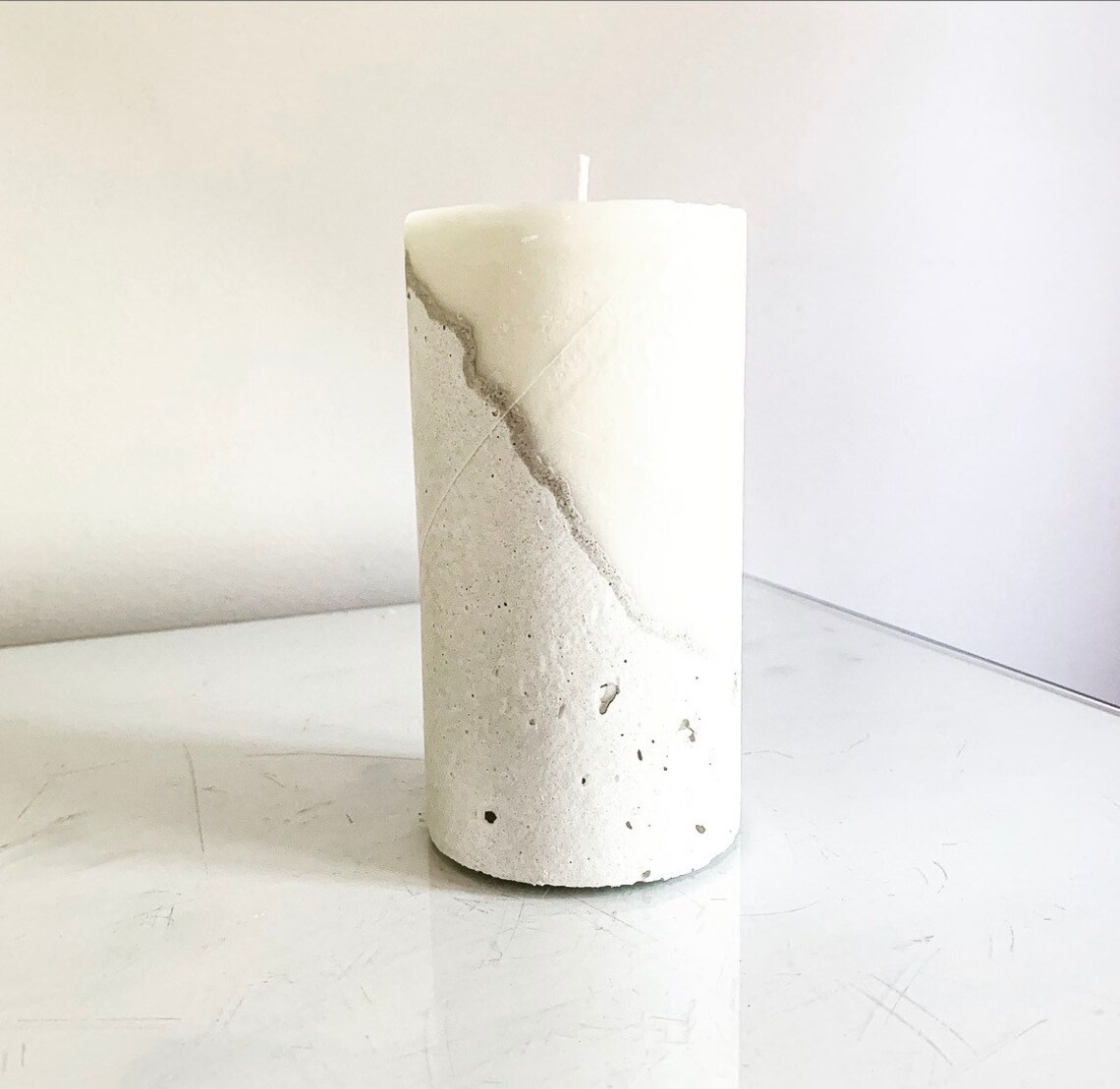 Unique White Cement Candle / Organic Soy Wax / Home Decor / Etsy